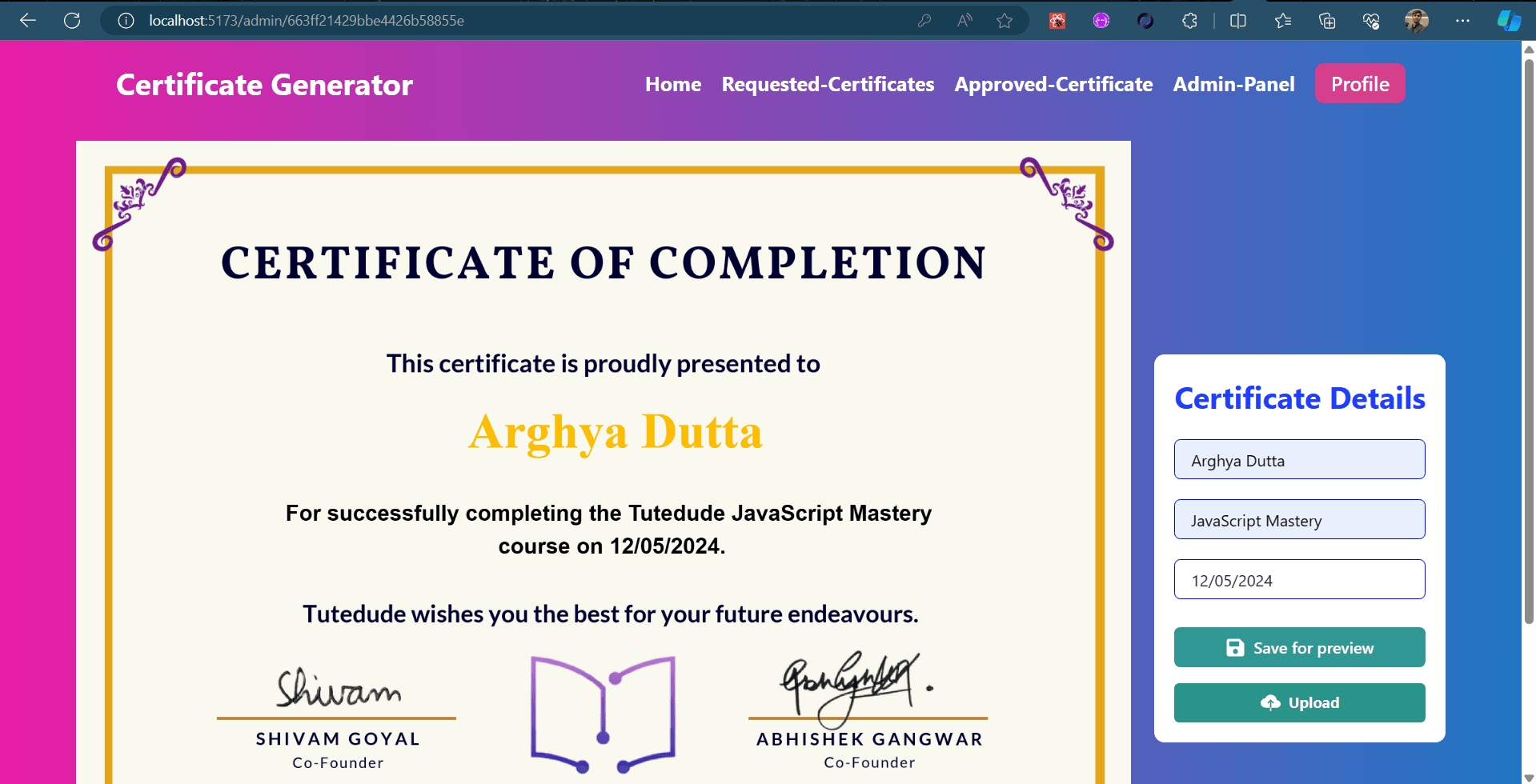 Certificate Generator
